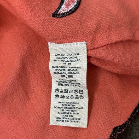 Free People Sophia Embroidered Romper Coral Orange Boho Floral Scalloped Large - Picture 12 of 15